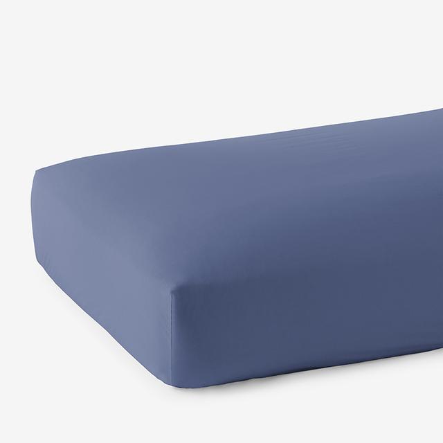 Premium Smooth Supima® Cotton Wrinkle-Free Sateen Deep Pocket Fitted Bed Sheet - Blue Dusk, Size California King | The Company Store