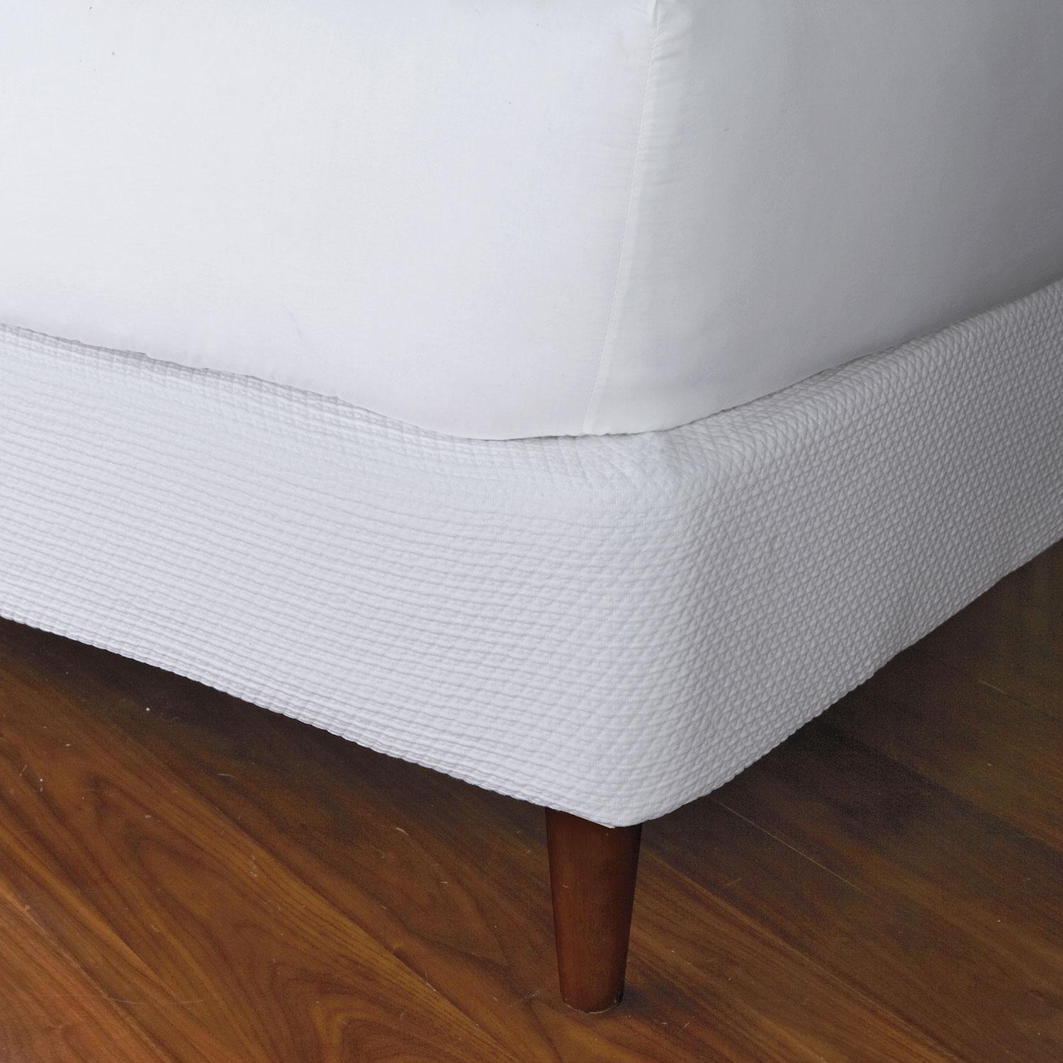 Madelyn Egyptian Cotton Matelassé Box Spring Cover - White, Size Queen, Geometric/Solid | The Company Store