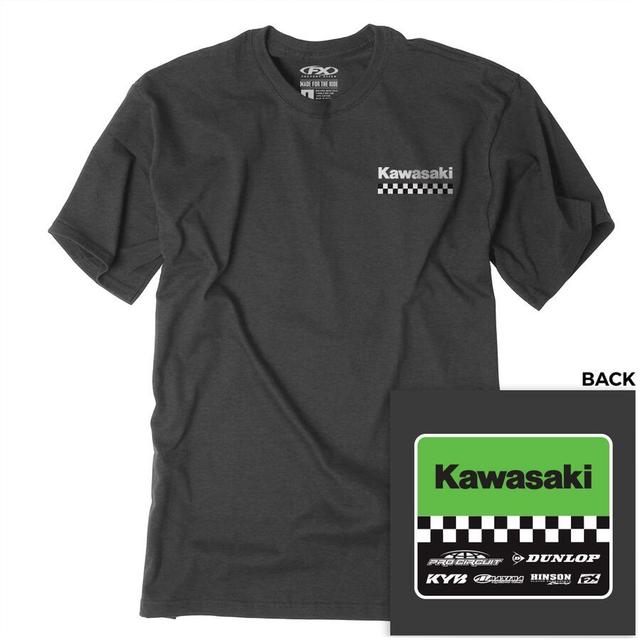 Factory Effex Kawasaki Starting Line T-Shirt - Heather Charcoal, X-Large