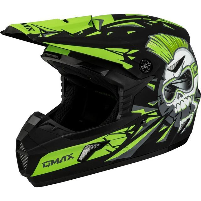 GMAX Youth MX-46Y Helmet - Unstable - Matte Black/Green, Large