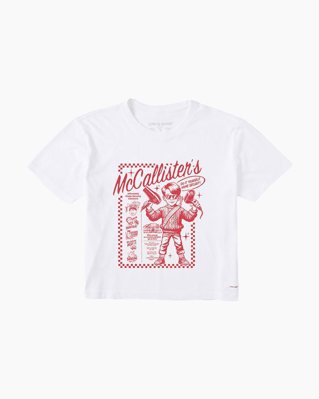 Women's McCallister's DIY Home Security Short Sleeve Boxy Crusher Tee in White