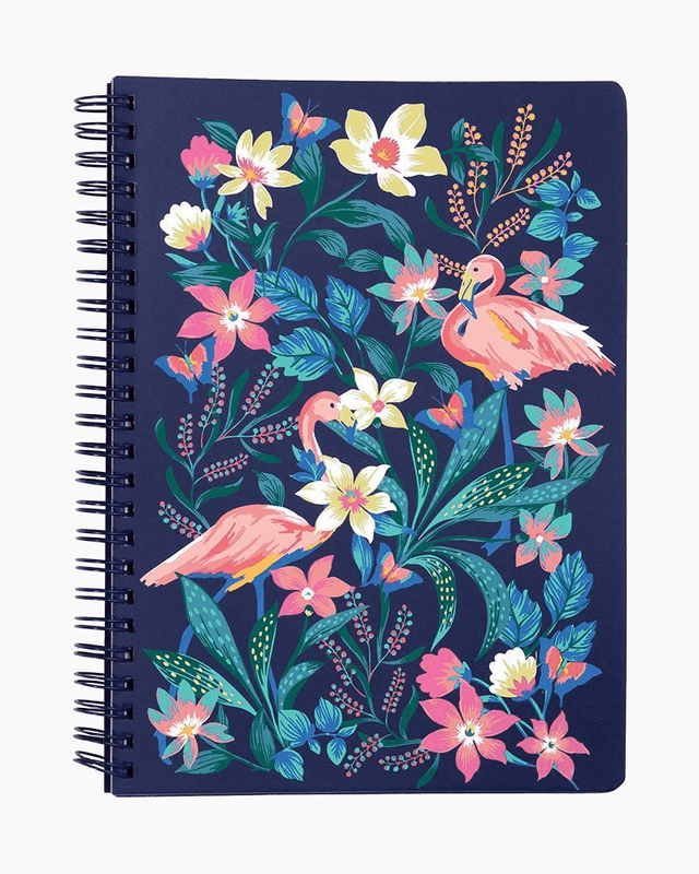 Mini Notebook with Pocket in Flamingo Garden