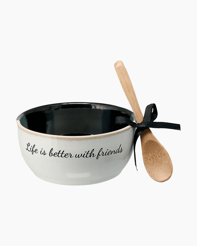 Friends Ceramic Dipping Bowl with Bamboo Spoon