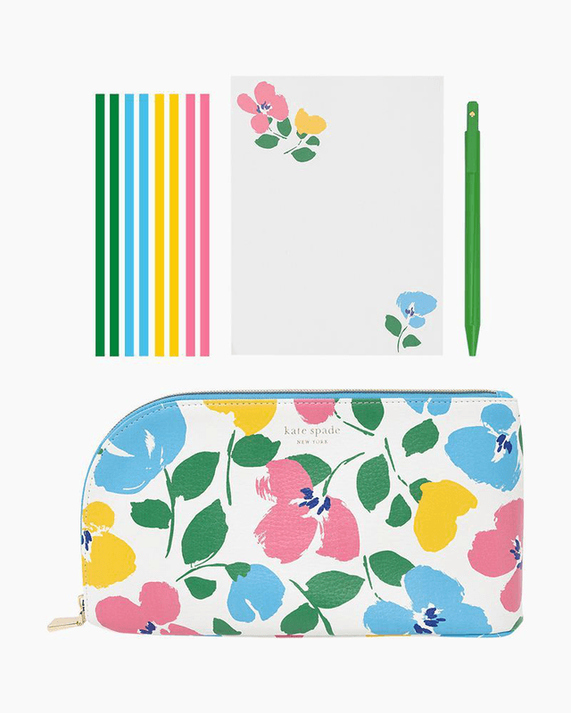 Painterly Bouquet Desk Essentials Pouch