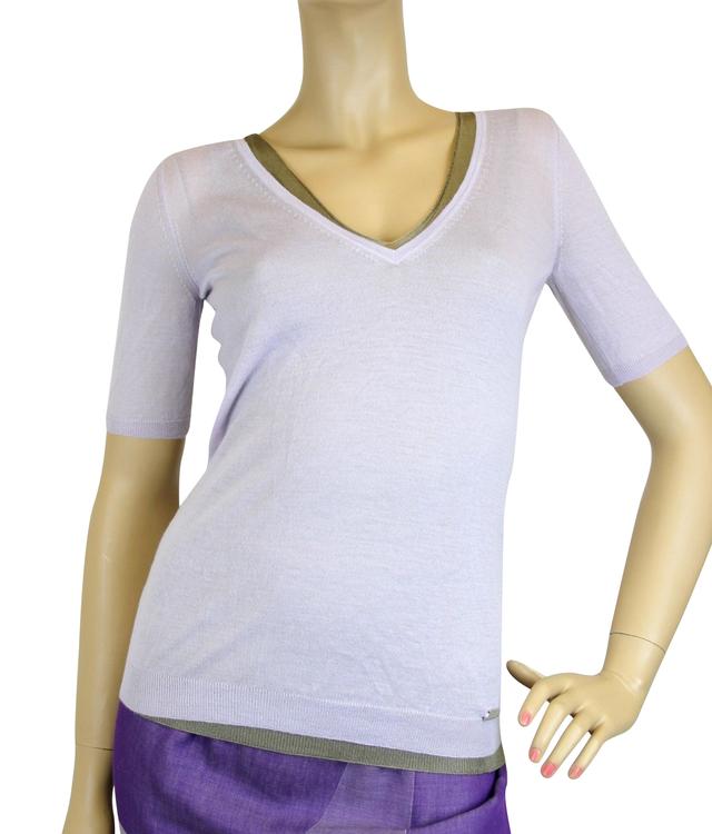 Gucci Women's Short Sleeve Lilac Cashmere Medium Two-Piece Sweater