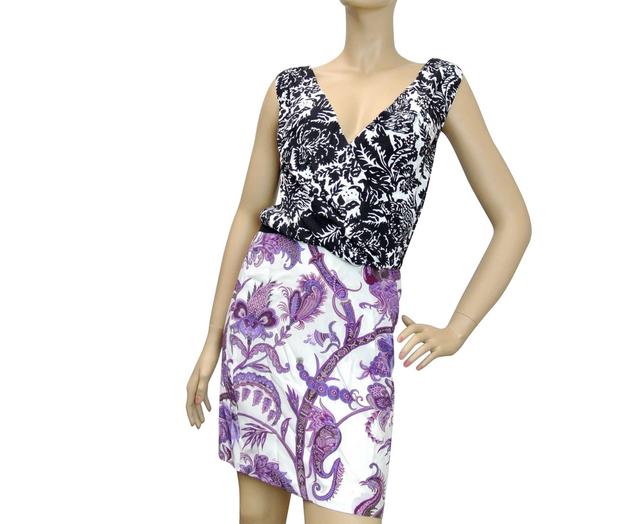 Gucci Women's V-Neck Runway Multi Color Silk Floral Dress (42)