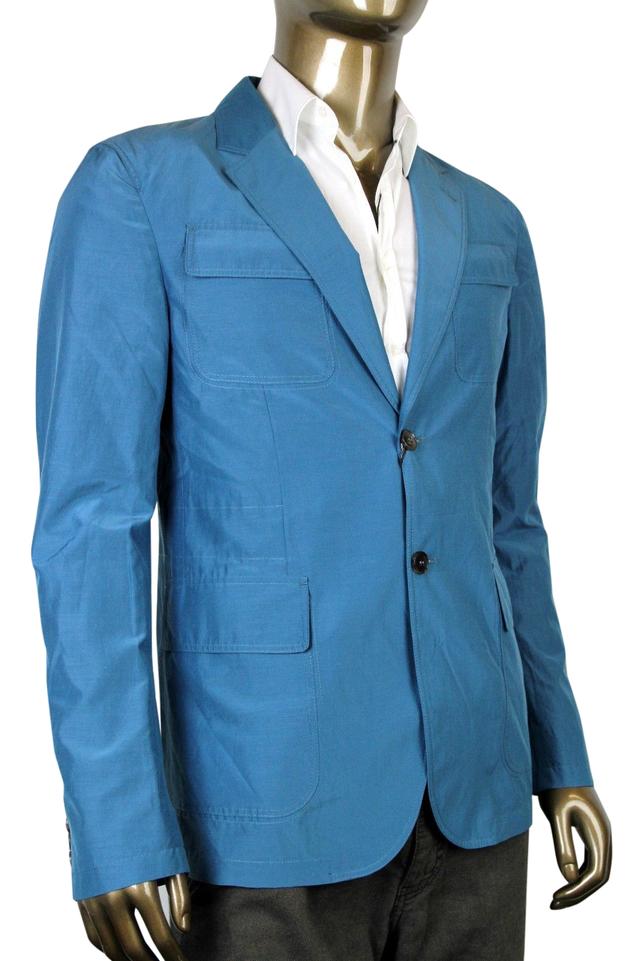 Gucci Men's Light Blazer Teal Cotton Silk Two Button Jacket (G 50 / US 40)
