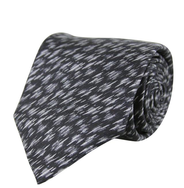 Bottega Veneta Men's Dry Brush Black/White Silk Pattern Tie