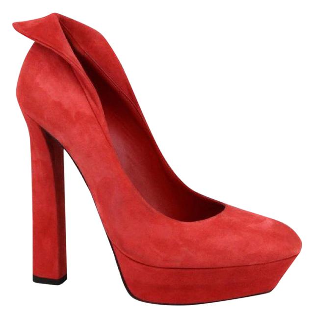 Bottega Veneta Women's Red Suede Platform Heel Pump (38 EU / 8 US)