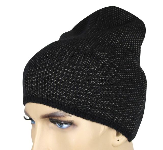 Gucci Unisex Black / Beige Wool Cashmere Cotton Medium Knit Beanie Hat With Logo