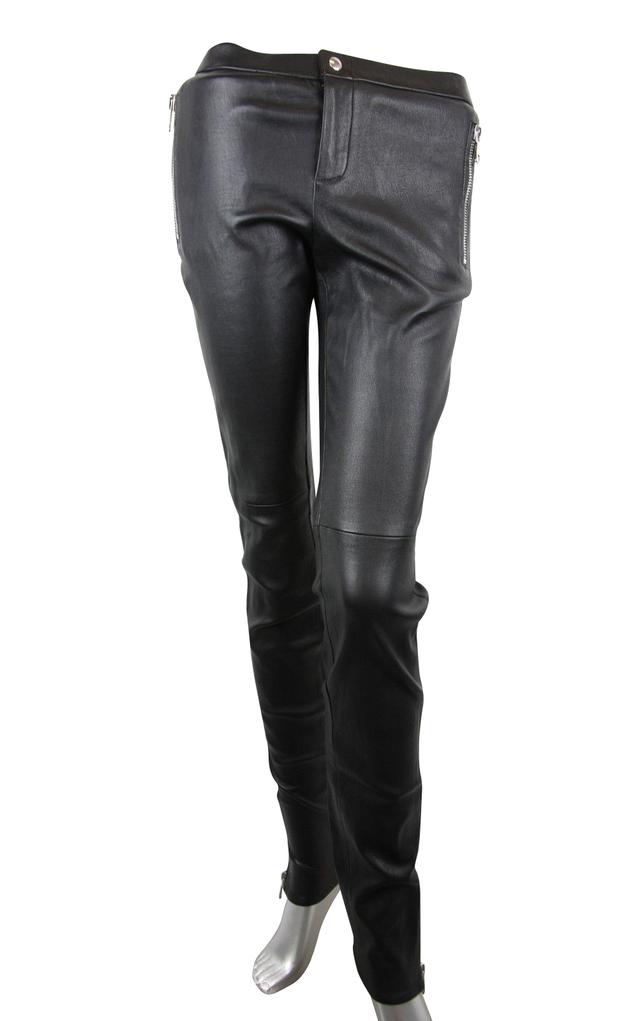 Gucci Women's Leggings Black Leather Stretch Pants