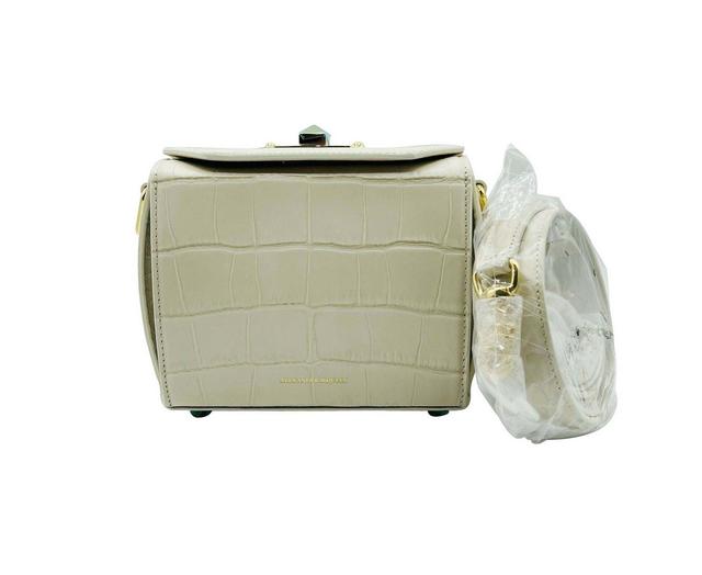 Alexander McQueen Off White Crocodile Embossed Leather Box 16 Crossbody Bag