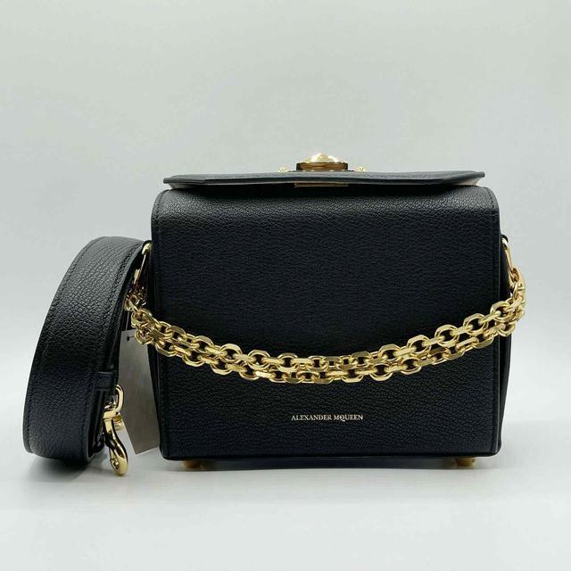 Alexander McQueen Black Leather Box 19 w/Gold Hardware Crossbody Bag