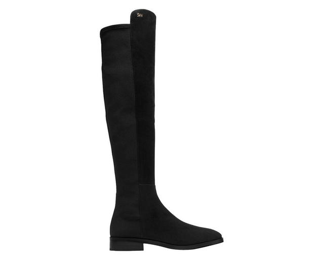 Stuart Weitzman Women's Keelan Black Suede With Logo Over The Knee Boots (36.5 EU / 6 B US)