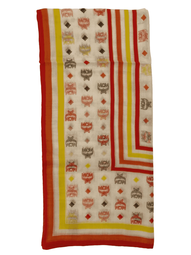 MCM White/Rainbow Logo Silk/Modal Jacquard Scarf