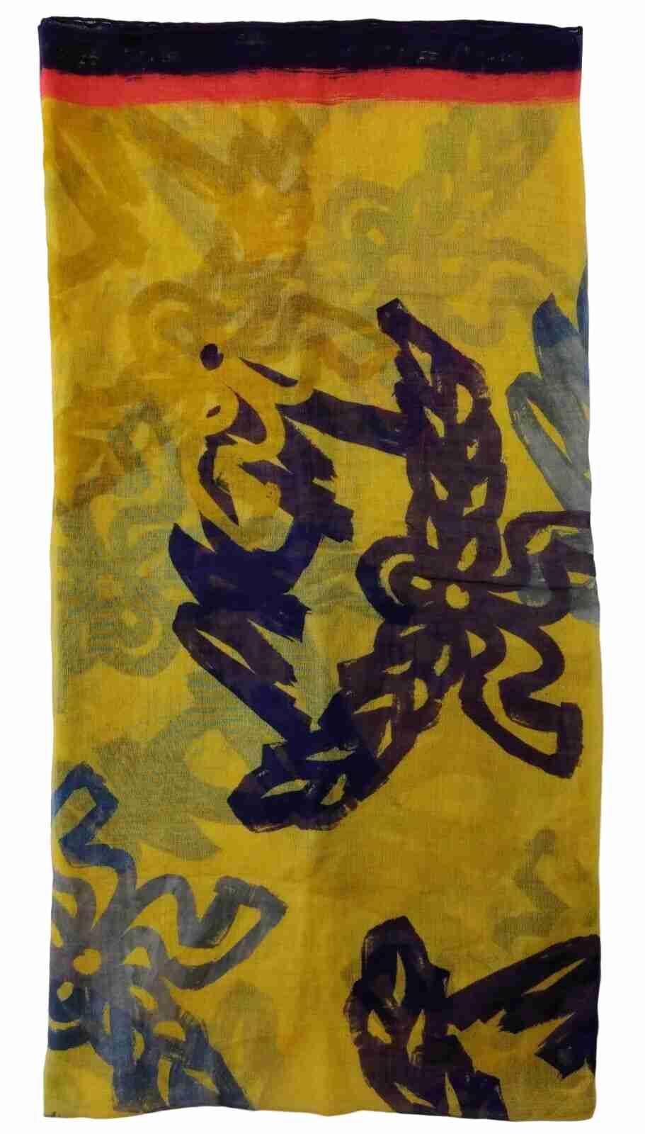 MCM Lemon Chrome Silk/Modal Jacquard Brushed Logo Edge Scarf