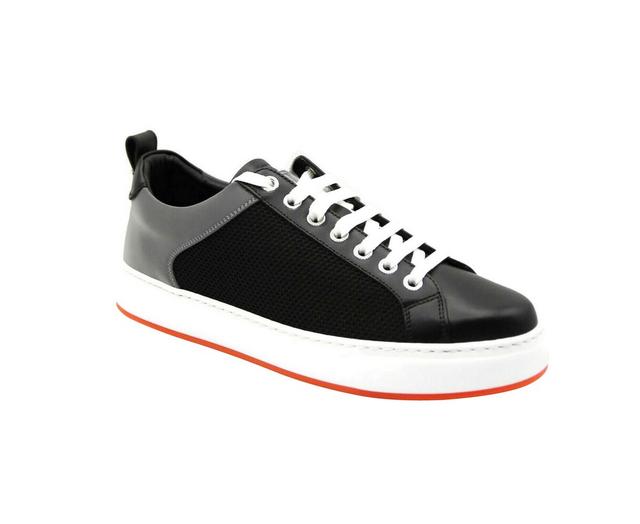 MCM Women's Black Leather Silver Reflective Canvas Sneaker (37 EU / 7 US)