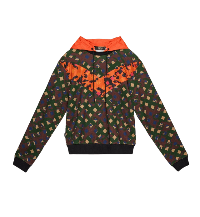 MCM Men's Jungle Green Cotton Camo Lion Nylon Hood Sweatshirt (Regular; L)