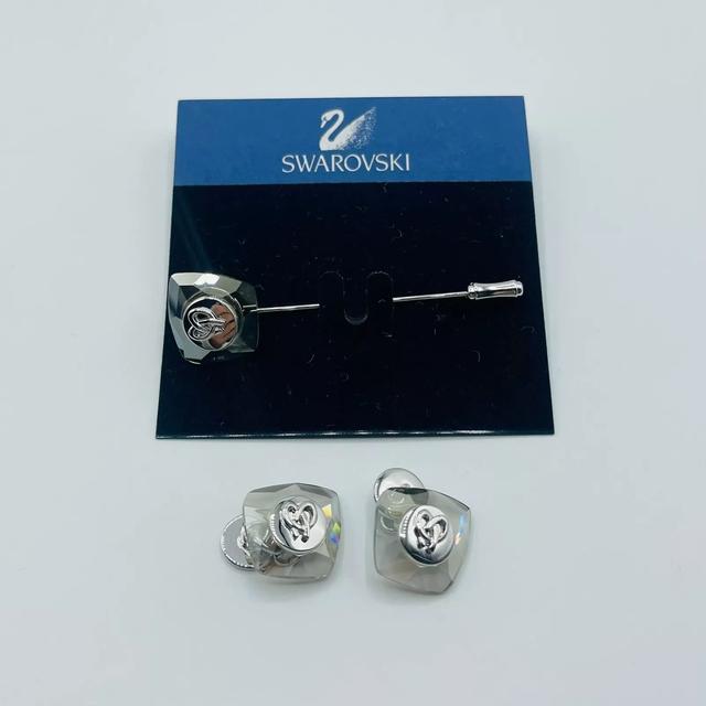 Swarovski Gray Crystal with Pendant Cuff Links