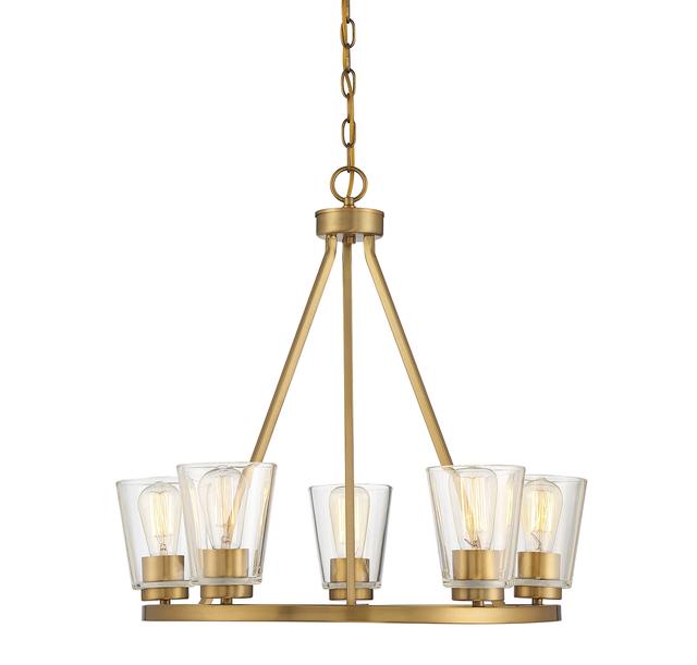 Savoy House Calhoun 5-Light Chandelier in Warm Brass - 1-1021-5-322