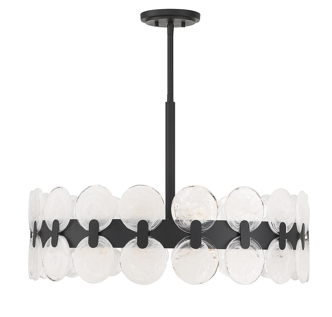 Matte Black Six Light Chandelier from the Boca Collection
