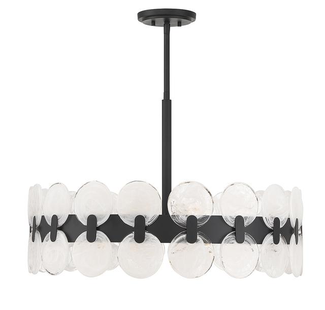 Matte Black Six Light Chandelier from the Boca Collection