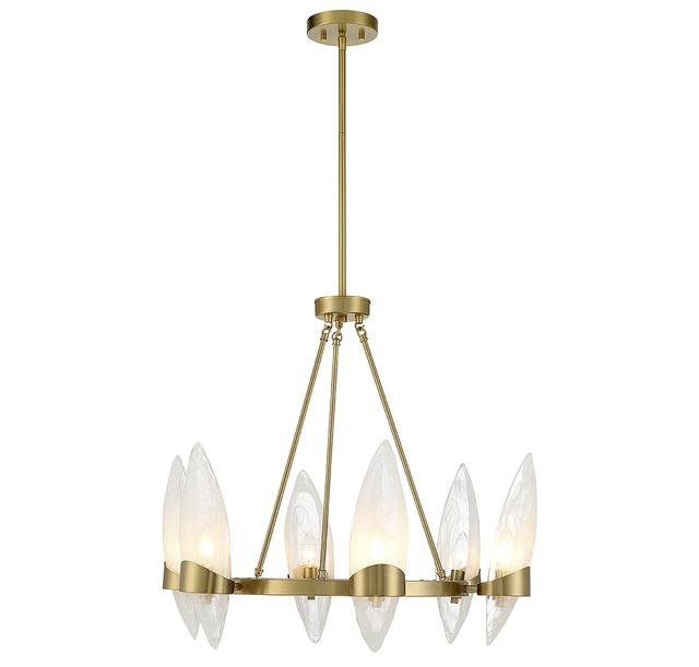 Warm Brass Six Light Chandelier from the Nouvel Collection