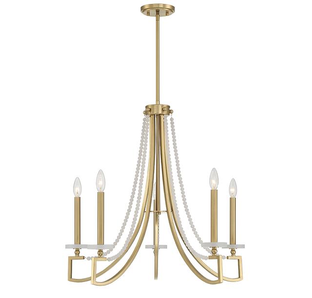 Warm Brass Five Light Chandelier from the Helen Collection