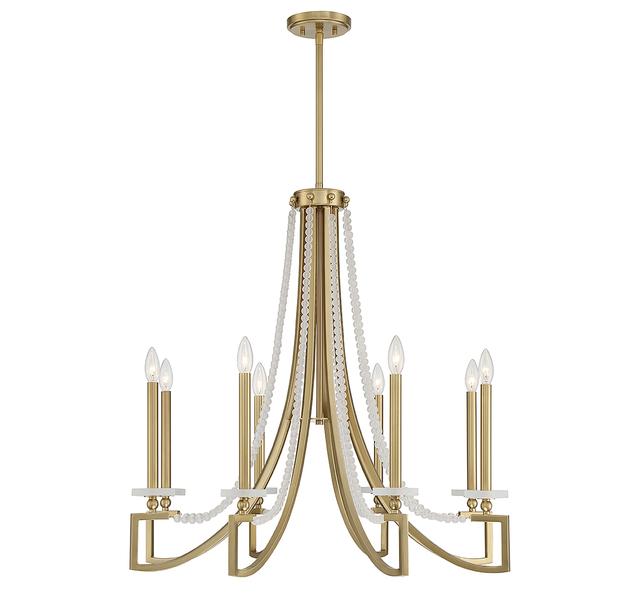 Warm Brass Eight Light Chandelier from the Helen Collection