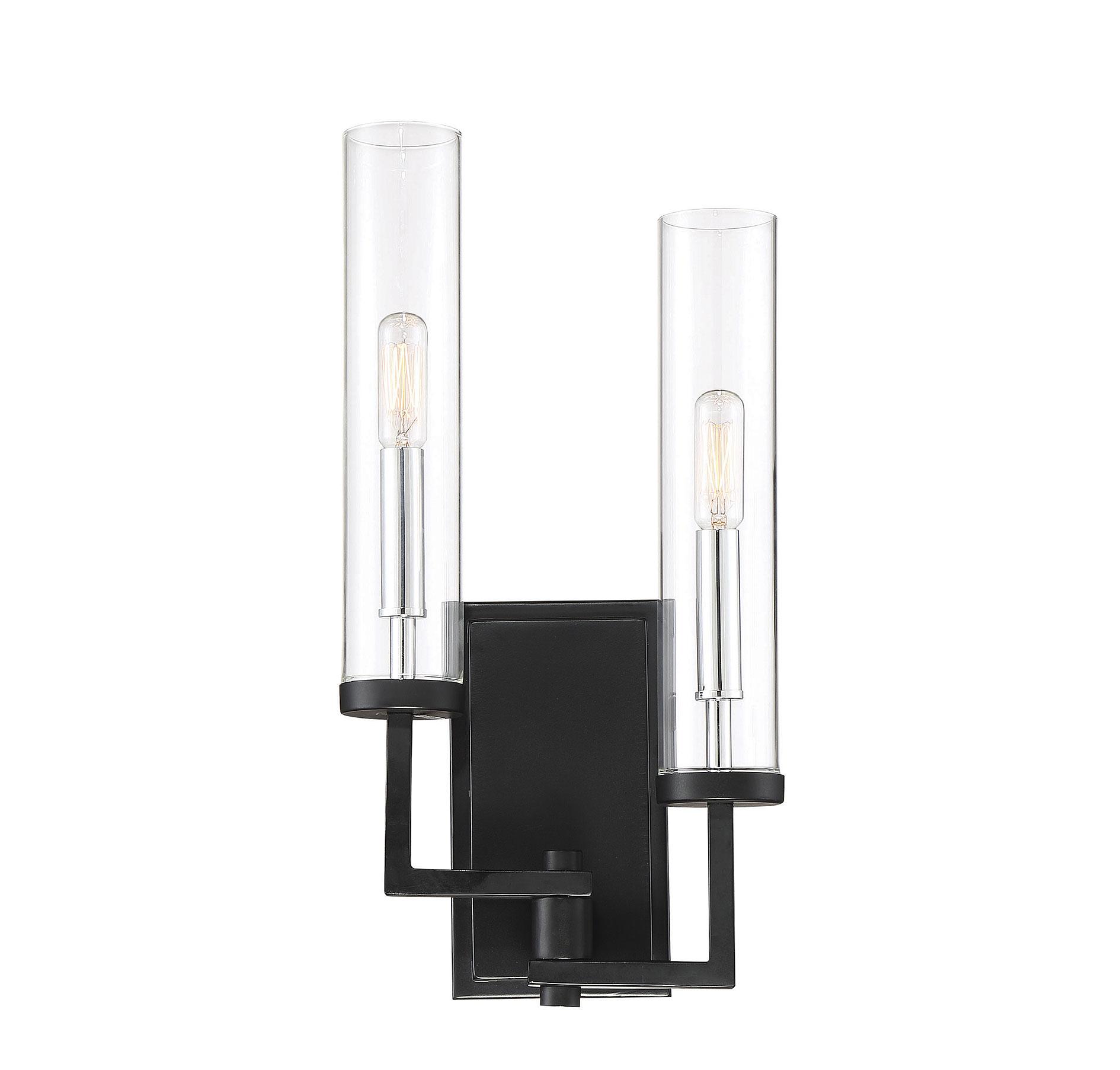 Savoy House Folsom 2-Light Wall Sconce in Matte Black with Polished Chrome Accents - 9-2134-2-67