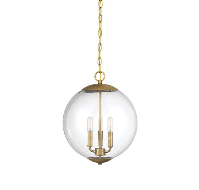 Trade Winds Katie Glass Globe Pendant in Natural Brass - TW90065-NB