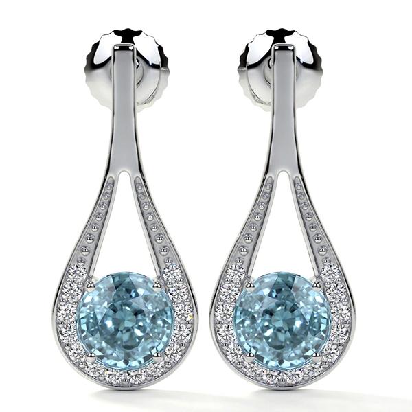 18k White Gold Ruby Diamond Halo Earrings 0.27cttw