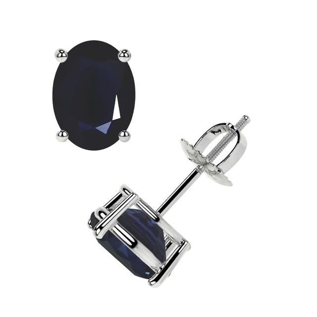 18k White Gold Oval Blue Sapphire Stud Earrings 1.30cttw