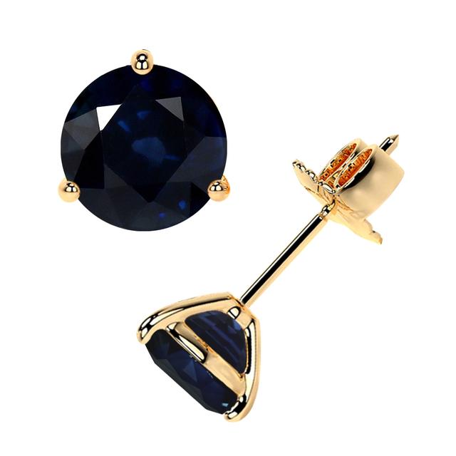 14k Yellow Gold Blue Sapphire Stud Earrings 2.10cttw
