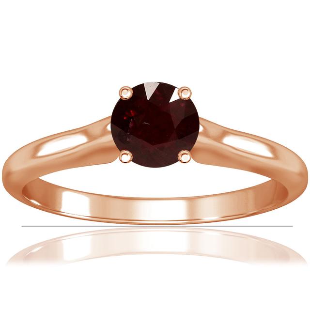 Ruby RoundProng Set Solitaire Ring - (14K Rose Gold)- R64645RERB