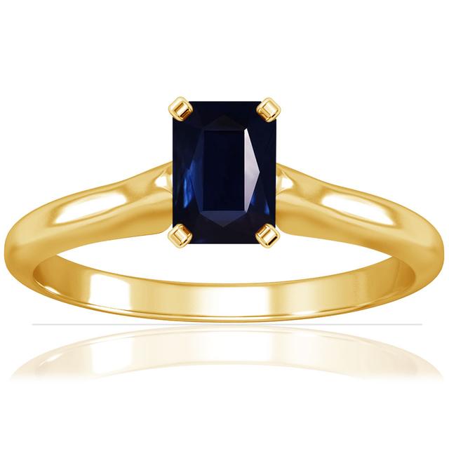 14k Yellow Gold Emerald-Cut Sapphire Solitaire Ring
