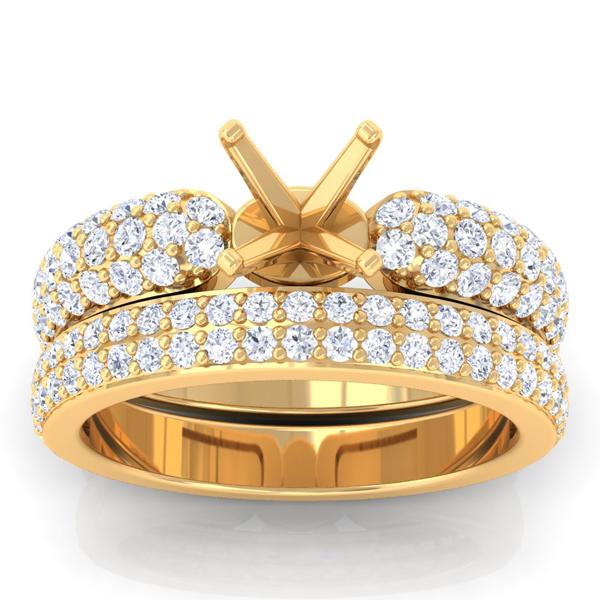 18k Yellow Gold Aquamarine and Diamond Wedding Set - RB10189AQ (Setting Price)