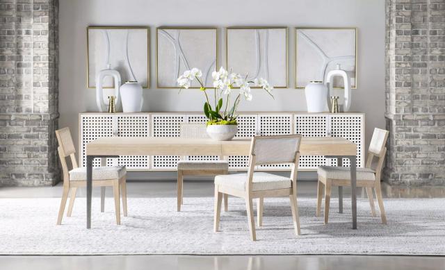 Biscayne Malabar And Alabaster Leg Extendable Dining Room Set With Strap Back Chair