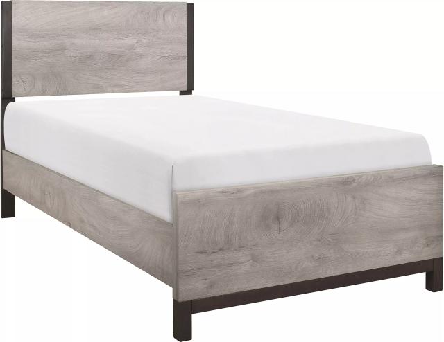Zephyr Light Gray And Black Twin Panel Bed