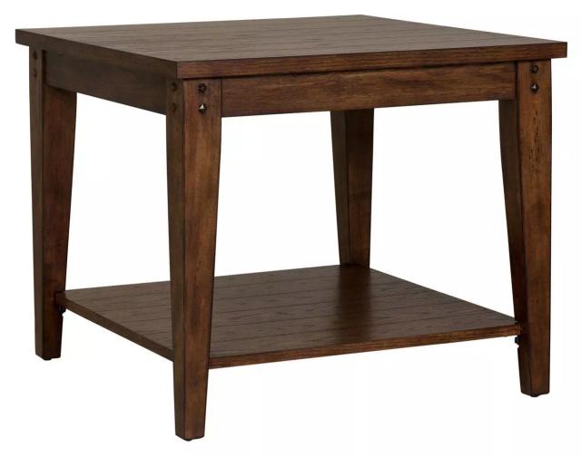 Lakeside Retreat Rustic Brown Oak Square Lamp Table