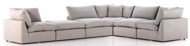 Stevie Destin Flannel 5 Piece Sectional with Ottoman