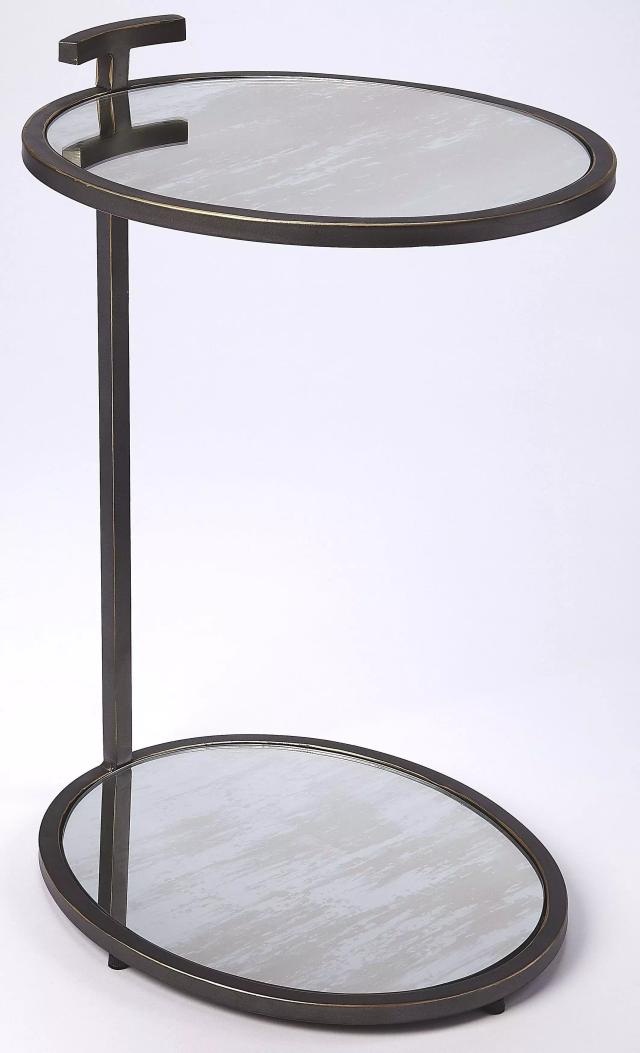Ciro Black Metal and Mirror Side Table