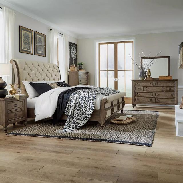 Heritage Rustic Haven Dusty Taupe Sleigh Bedroom Set