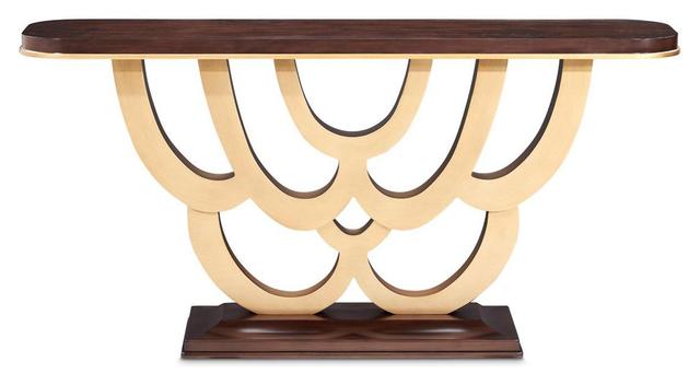 Camellia Field Warm Pecan Rectangular Console Table