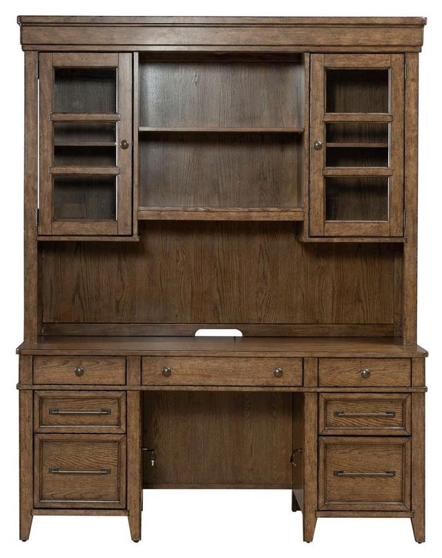 Carolina Park Amber Brown 66" Credenza with Hutch and LED