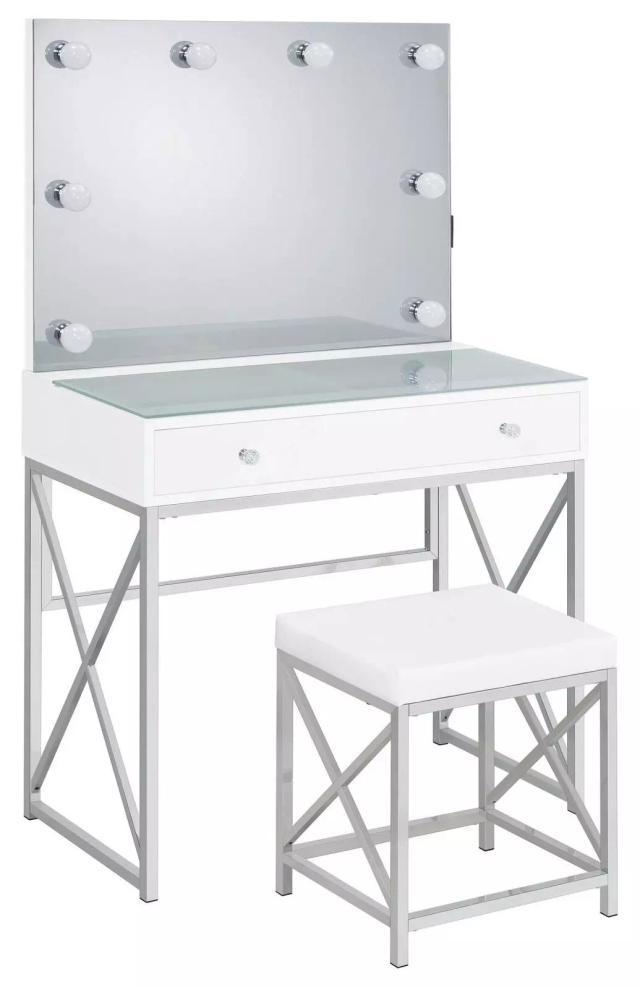 Eliza White And Chrome Vanity Set