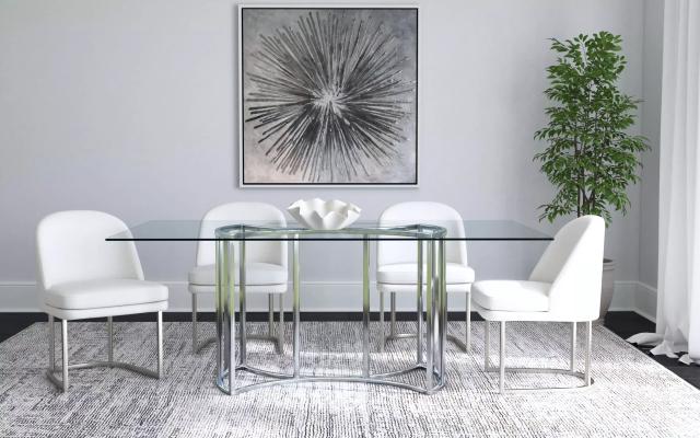 Sophia Chrome Glass Top Rectangular Dining Room Set