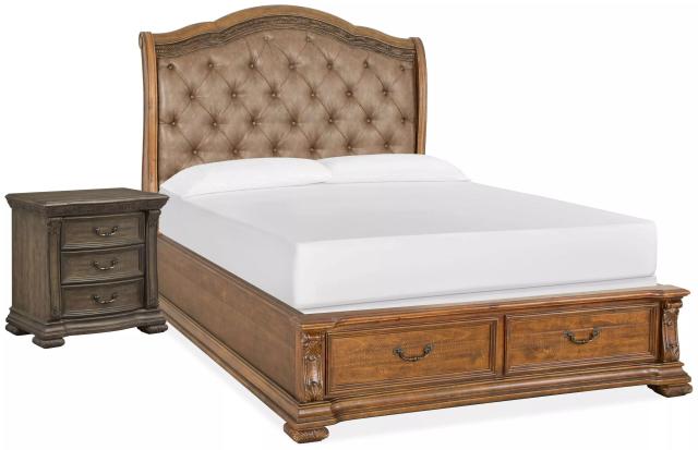 Chrisdane Willadeene Brown And Hickory Upholstered Sleigh Storage Bedroom Set