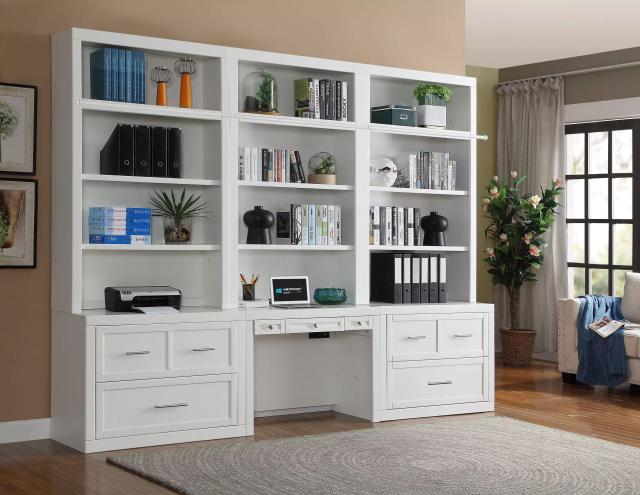 Norwalk Cottage White 6 Piece Workspace Library Wall