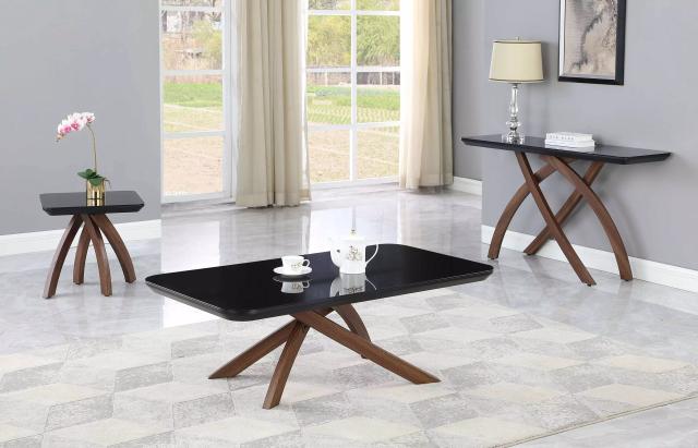 Emily Gloss Black And Walnut Occasional Table Set
